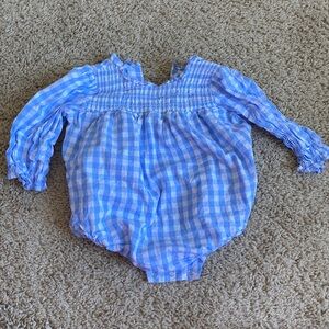 Stitchy fish blue gingham bubble